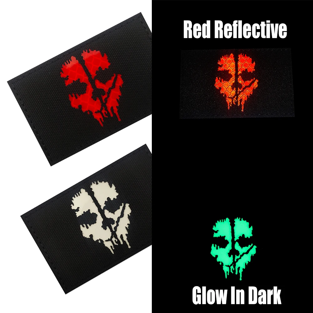 Memento Mori Skull Ghost Head Tactical Forward Military Embroidery Cloth T-Shirt Fabric Patch