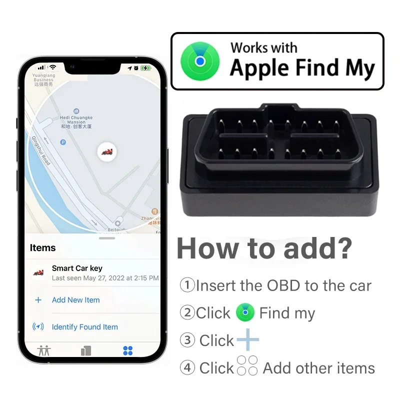 OBD GPS Tracker For Apple Find My App Anti Loss Device Real Time Location GPS Locator Plug In Version Lifetime Free System