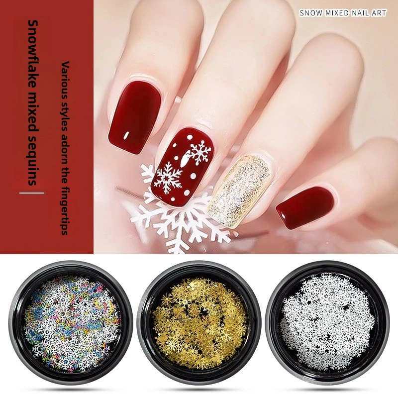 

1pcs Nail Art Accessory Christmas Snowflake Autumn/Winter Metallic Decal DIY Glitter Applique Suitable for All Nail Shapes