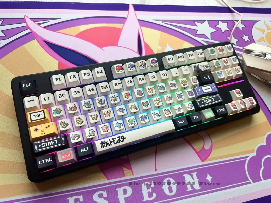 anime-pokemon-keycaps-game-pixel-style-mechanical-keyboard-replacement-key-thermal-sublimation-pbt-material-cherry-height