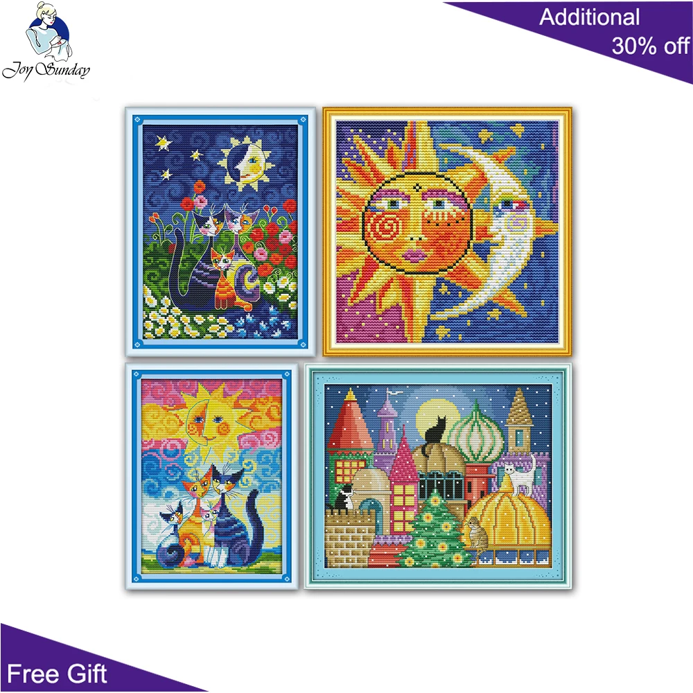 Joy Sunday Cross Stitch Kits, Sun and Moon, The Cat City, Cats Under the Sun, Home Decor, J489, K476, K989, K990