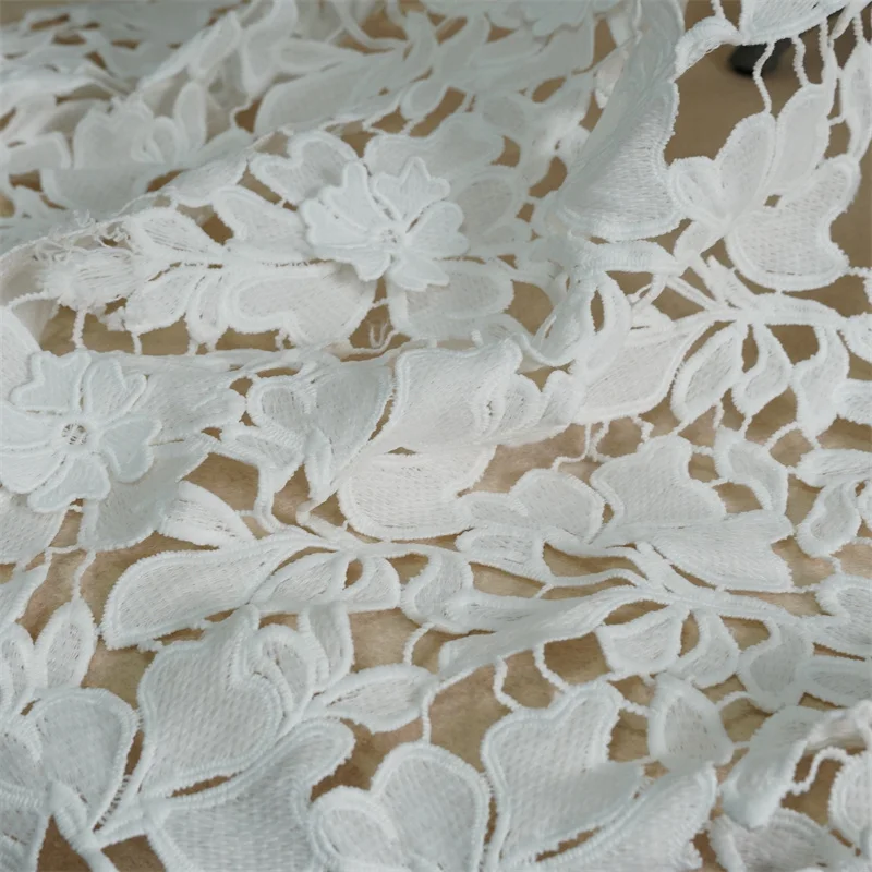 1 Yard Stunning 3D Leaf Petal Guipure Bridal Lace Fabric Milk silk lace for Lace Tops skirt Prom Garment Wedding ball gown