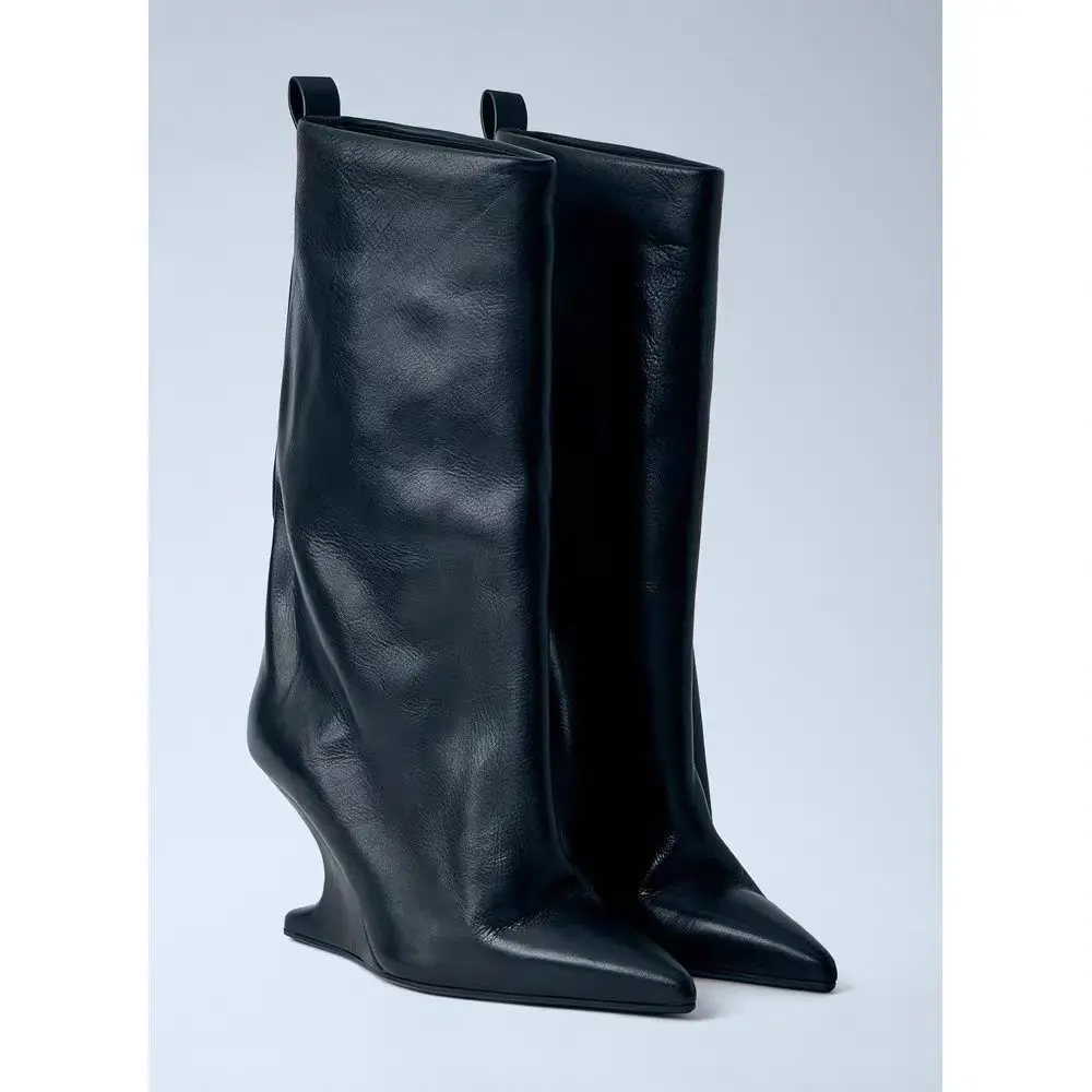 2026 New Knee-High Fashion Lady Pointed Toe Women Boots Strange Style High Heels Slip On Design Large Size Street Shoes