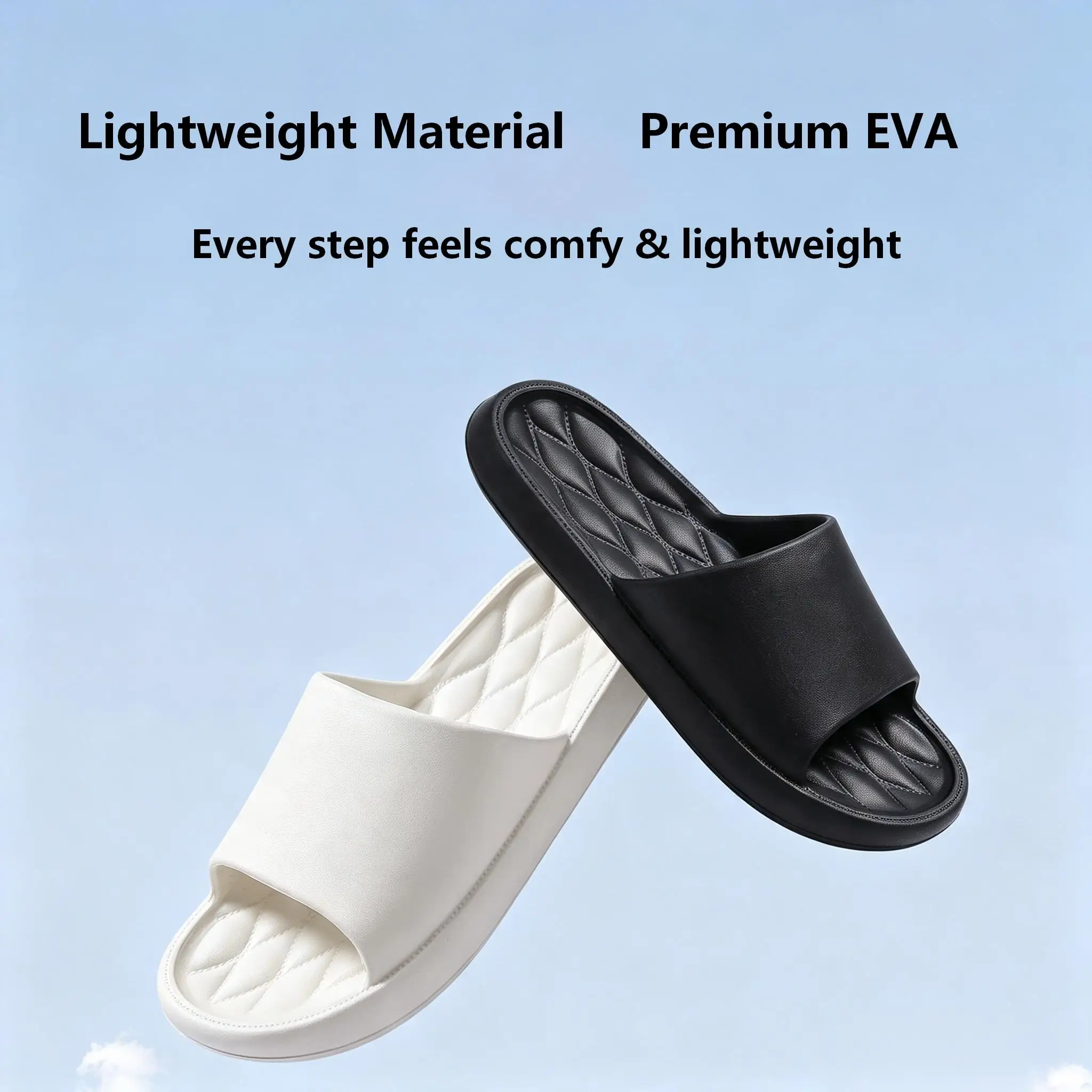 Summer Rhombus Texture Slide Sandals Soft Springy Foot Feel Secure Grip Versatile Daily Shower Flat Sandals