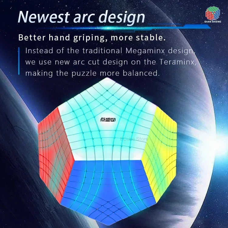 Picube 어린이용 매직 큐브 스피드 퍼즐 장난감, DianSheng Galaxy Teraminx 7x7 마그네틱 Megaminx 스티커리스, 7x7x7