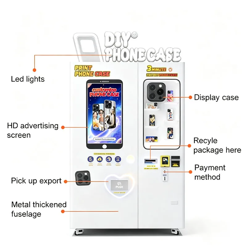 Kiosco Expendedor de Fundas Personalizadas para Teléfonos, Máquina para Hacer Fundas DIY, Solución de Equipo Minorista Inteligente y Personalizada