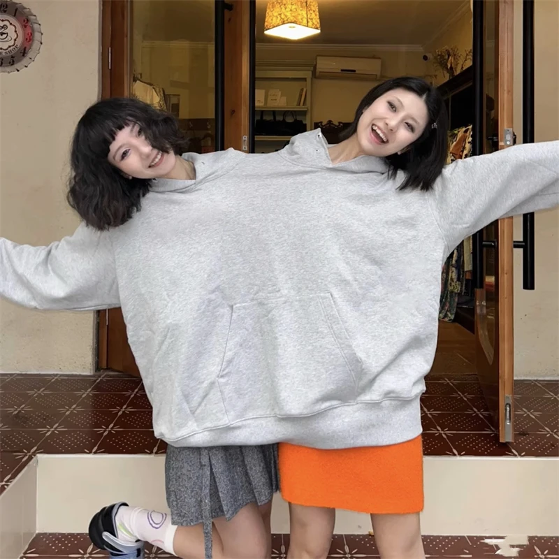 Mens Womens Two Person Ugly Hoodie Intimate Loose Solid Sweatshirt One-Piece Couples Pullover Holiday Party Jumpers Tops