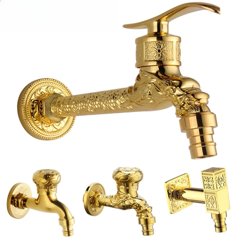 

Antique pure copper washing machine faucet, universal extended single cooling into the wall 4 points faucet