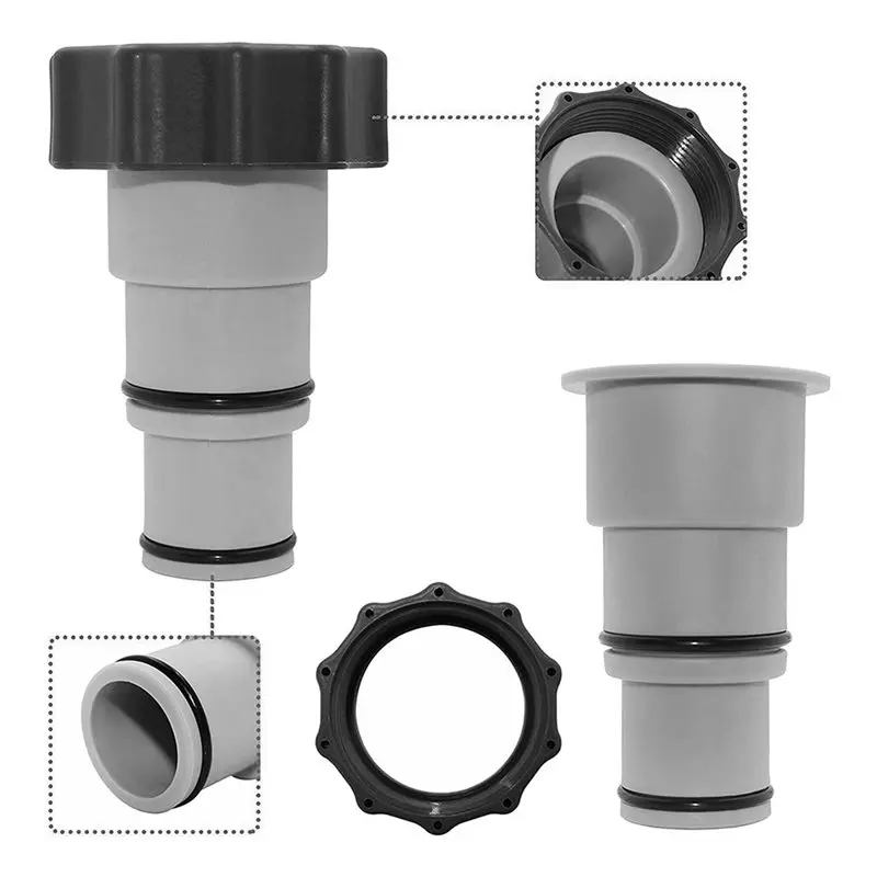 A89E-8PCS Replacement Hose Adapter For Above Ground Swimming Pool, 1.5 To 1.25 Inch Hose Adapter For Threaded Pumps