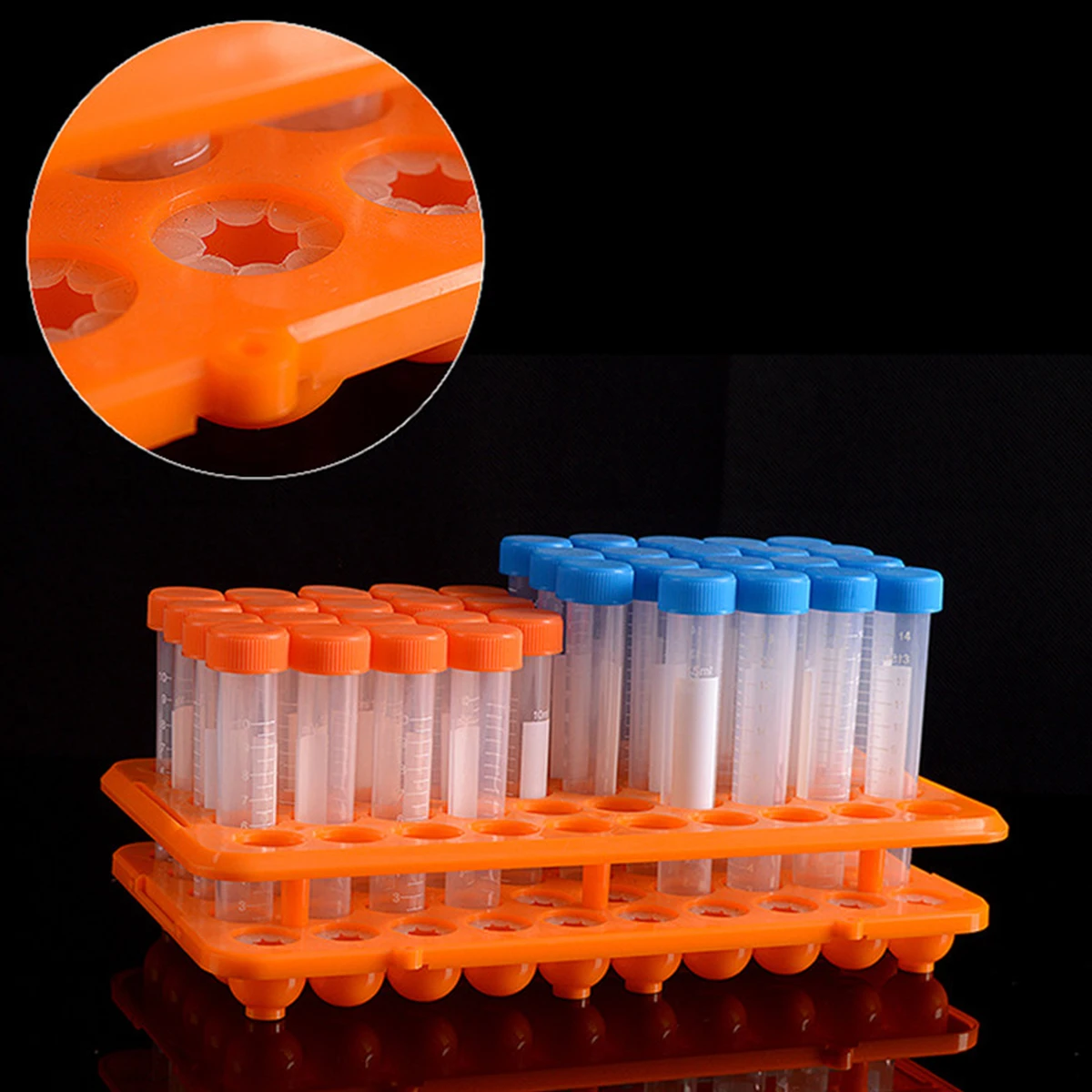 

1pcs Test Tube Rack For 10Mm-18Mm Diameter Holder Laboratory Storage Rack Resistant 100°C Acid Alkali Orange