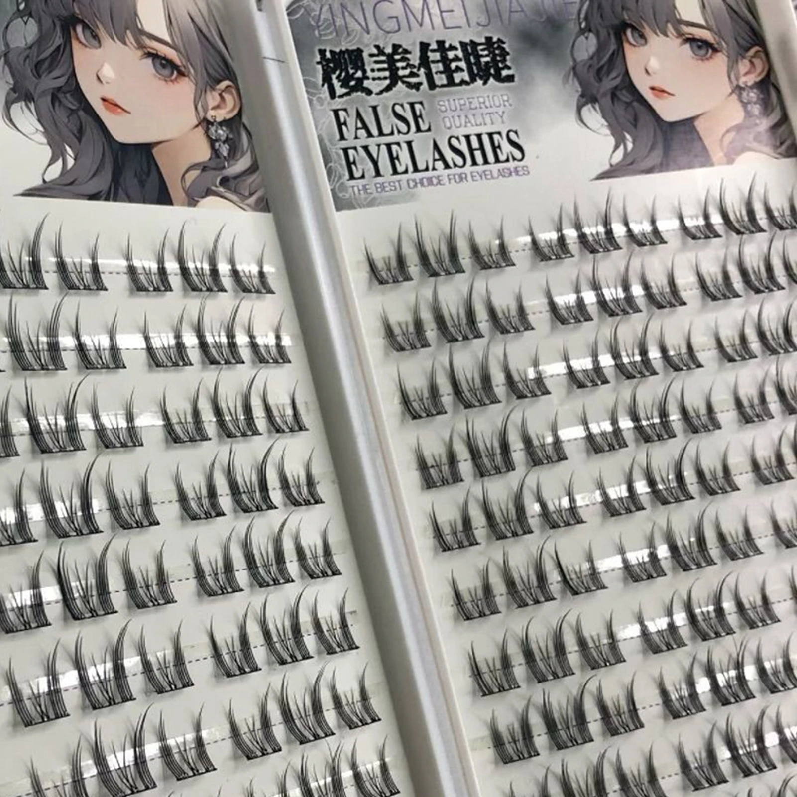 Manga cílios postiços estilo coreano c curl 7-13mm comprimento misto w forma cílios com faixa macia para acessórios de maquiagem diária