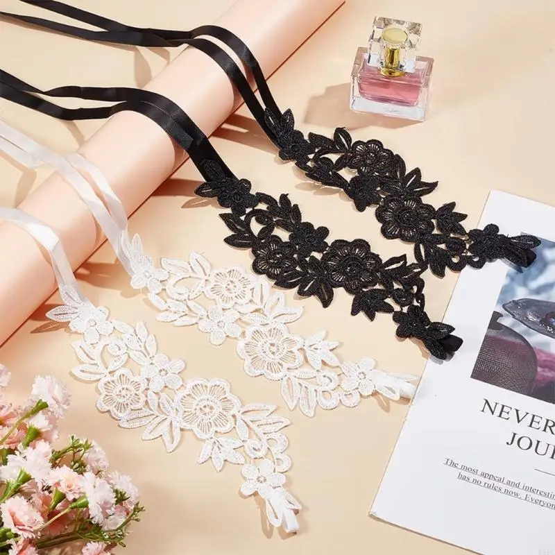 

Lace Embroidery Anklet with Toe Rings Ankle Slave Bracelet Wedding Foot Jewelry