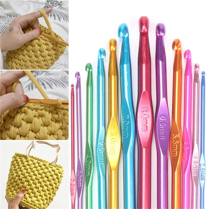 8/12/14Pcs Aluminum Oxide Knitting needles Crochet Hook Weave Knitting needles set Needlework Threads for knitting