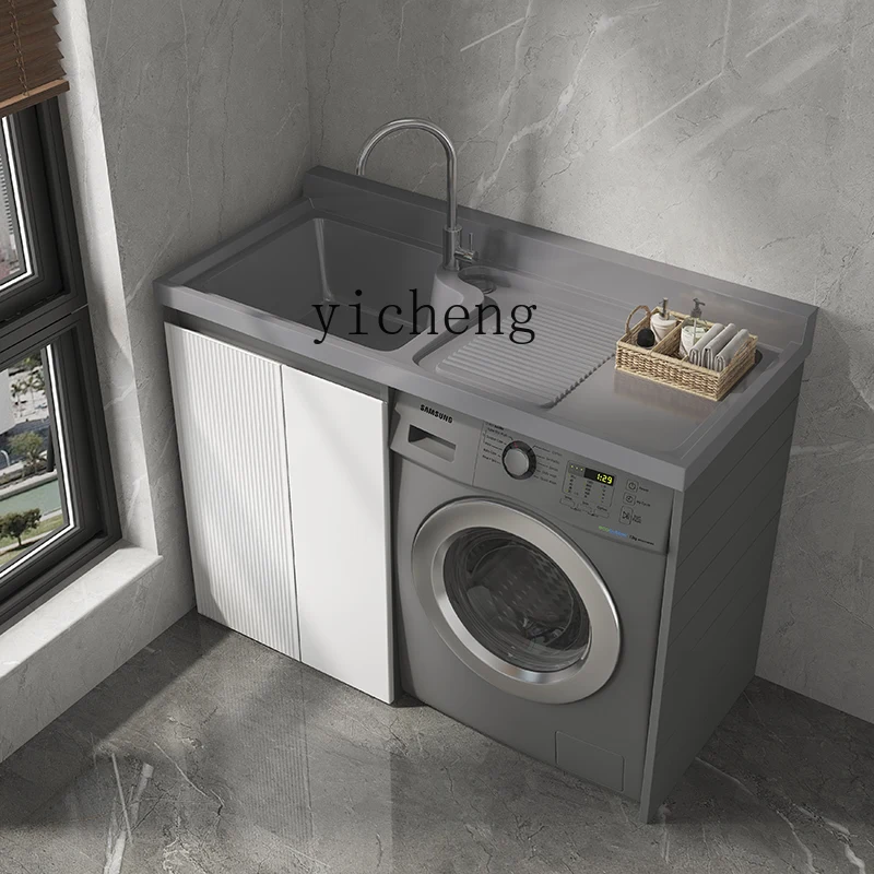 ZF Washing Machine All-in-One Cabinet Alumimum Quartz Stone Drum Washing Machine Cabinet with Rubbing Clothes