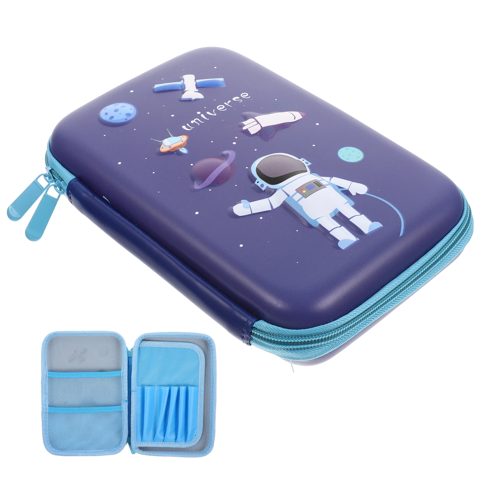

Large Capacity Cartoon EVA Pencil Case Blue Astronaut Multi Function Stationery Box Organizer Portable Kids School Supplies