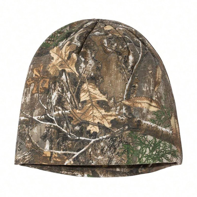 Personality Fashion Camouflage Retro Leaf Pattern Knitted Hat Windproof Warm Street Trend Ins Style Cold Hat New Winter.
