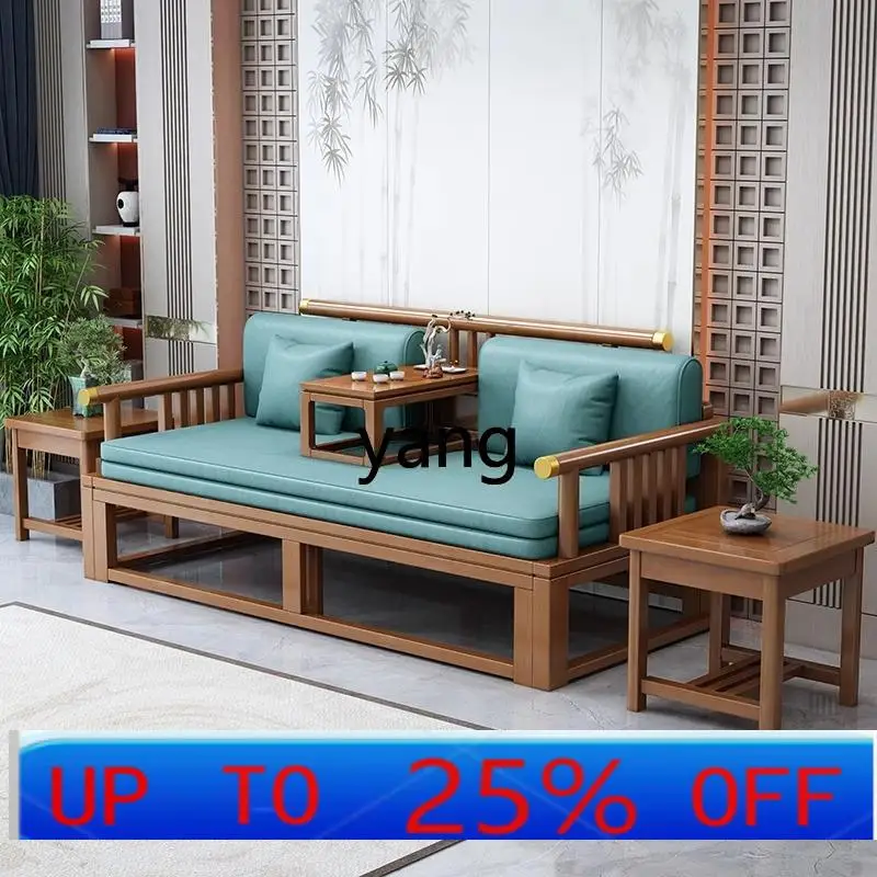 

LH all solid wood new Chinese living room light luxury three-person sofa sliding bed