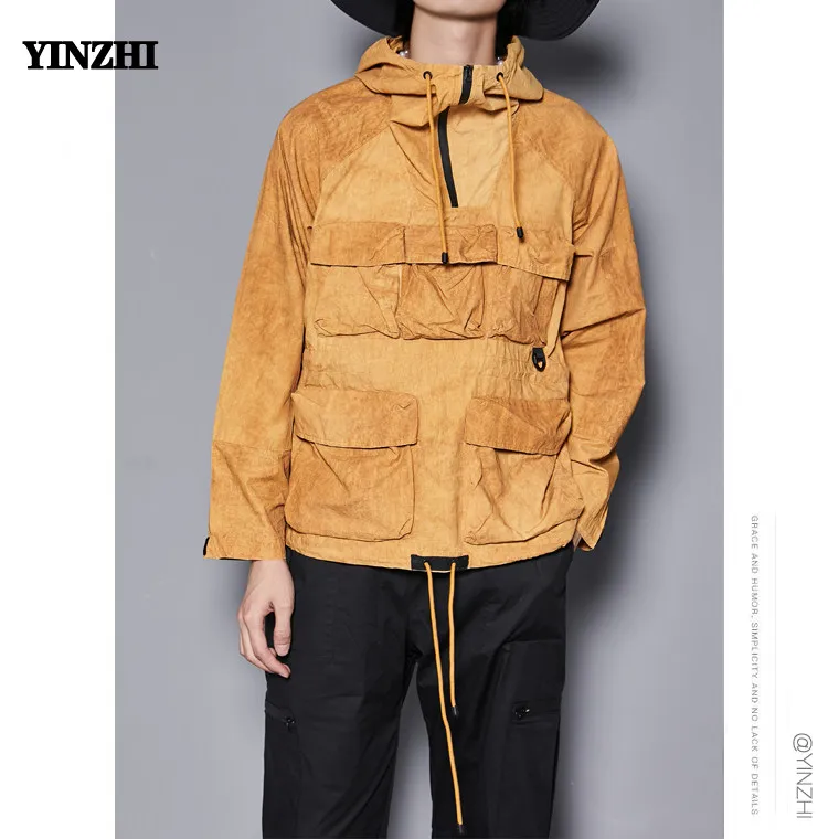 High Quality Fried Color Multi-Pocket Cut Jacket British Spring and Autumn Hooded Functional Casual Men's Jacket
