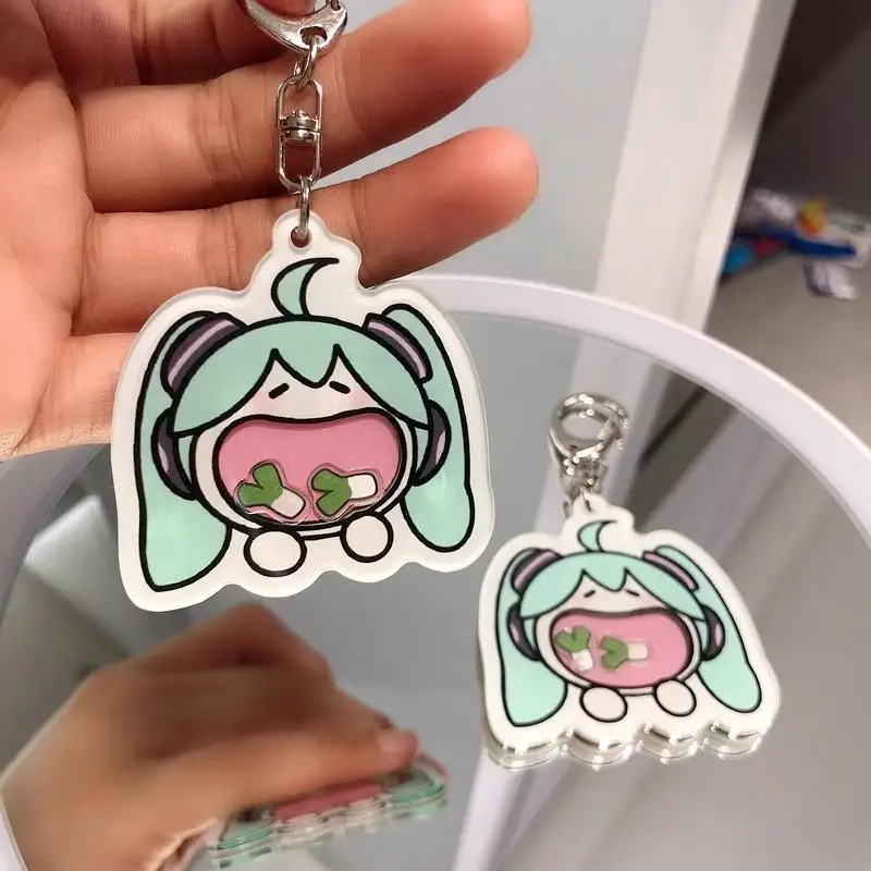 5Cm New Hatsune Miku Mini Cute Acrylic Keychain Cartoon Animal Keyring Shake Toys Creative Rocking Pendan Birthday Present