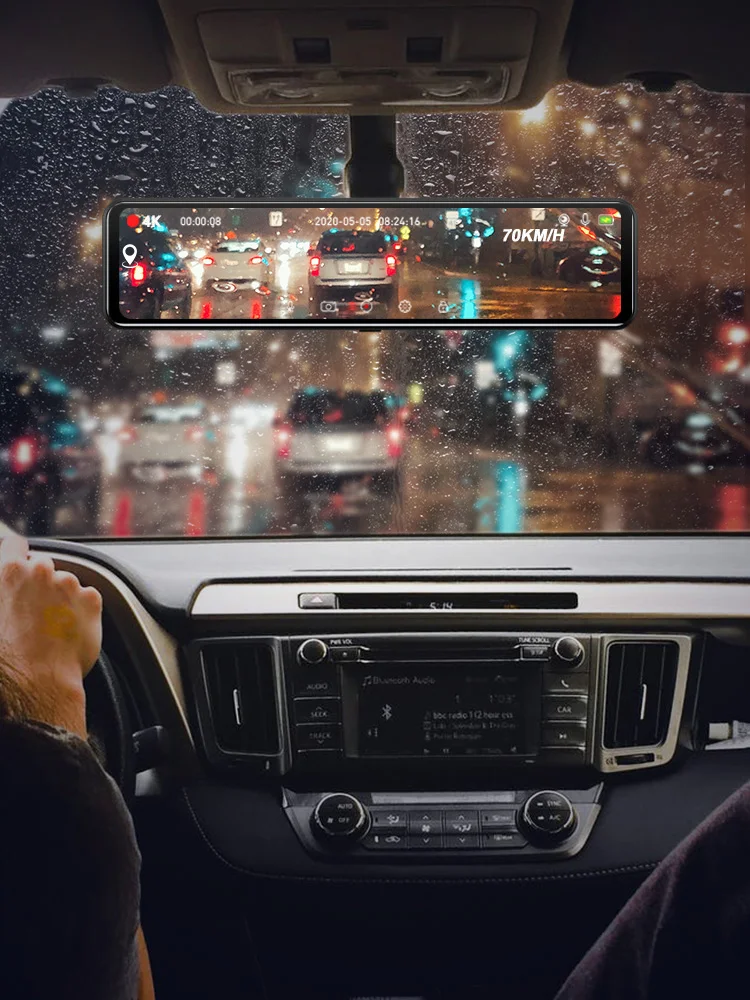 4K Achteruitkijkspiegel Rijden Recorder HD Nachtzicht Loop Recording Dash Cam Optioneel Achteruitrijcamera Achteruitrijcamera Auto DVR - afbeelding 2
