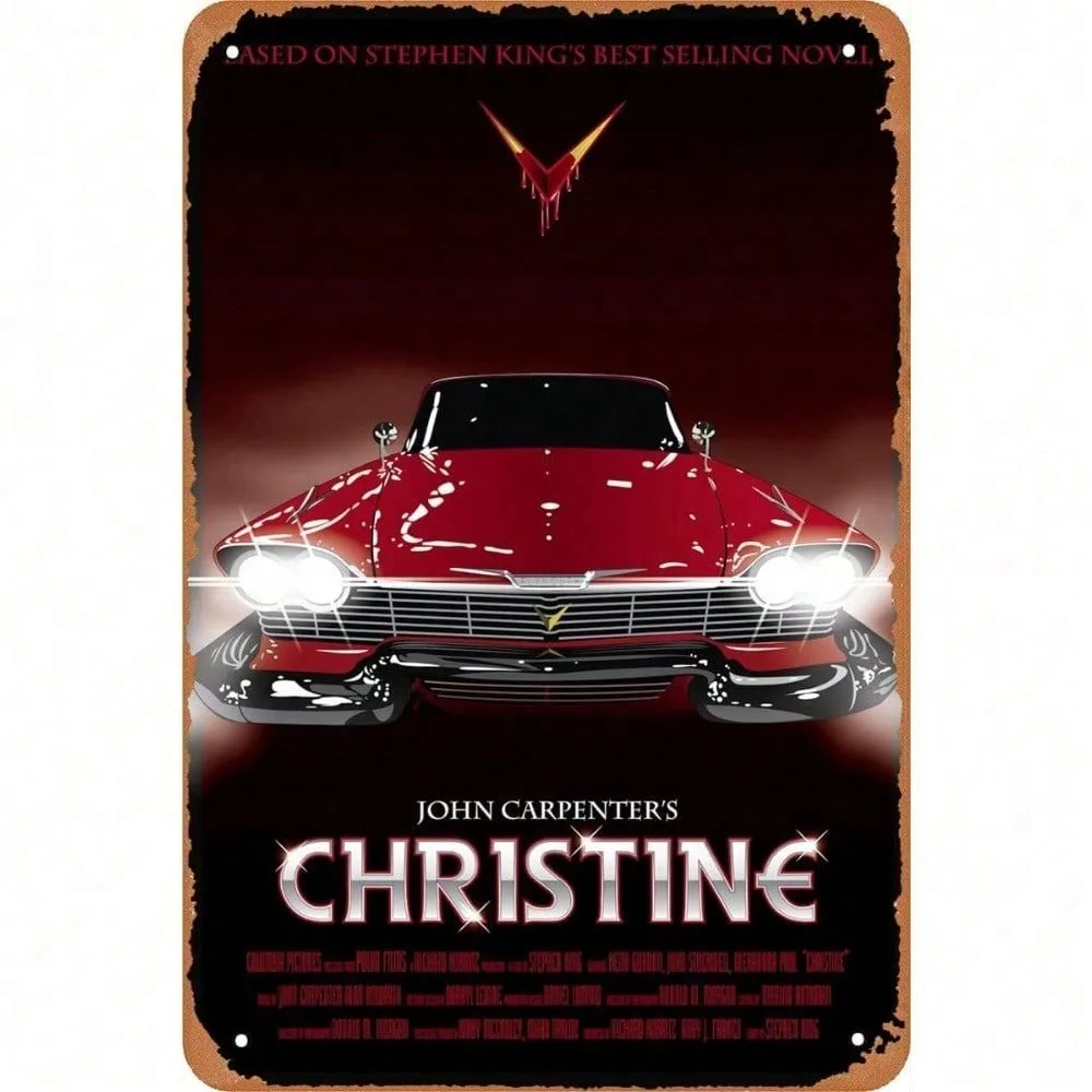 

Christine 1983 Horror Film Tin Sign Retro Metal Poster Man Cave Gothic Bar Wall Decor