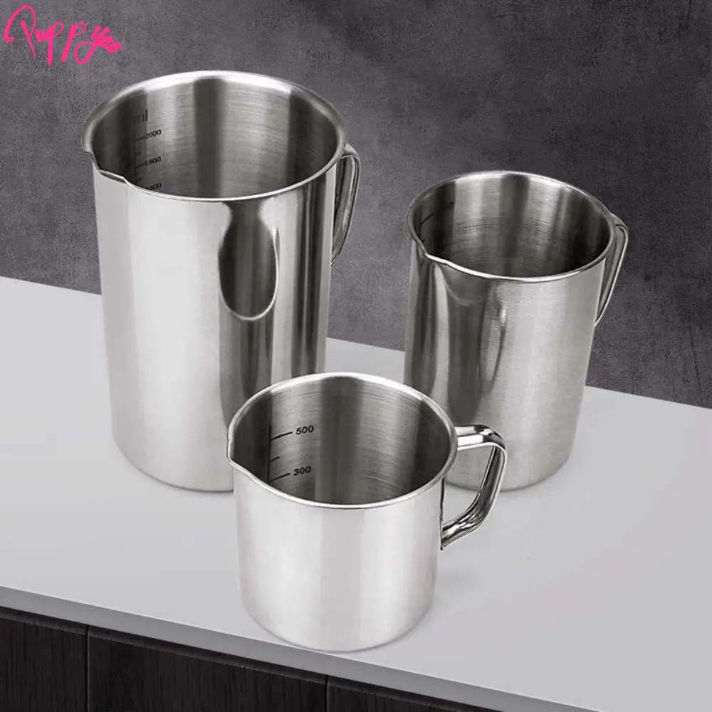 Scaled Stainless Steel Measuring Cup with Diversion Port Handle Educational Equipment Cup Large Capacity Reusable