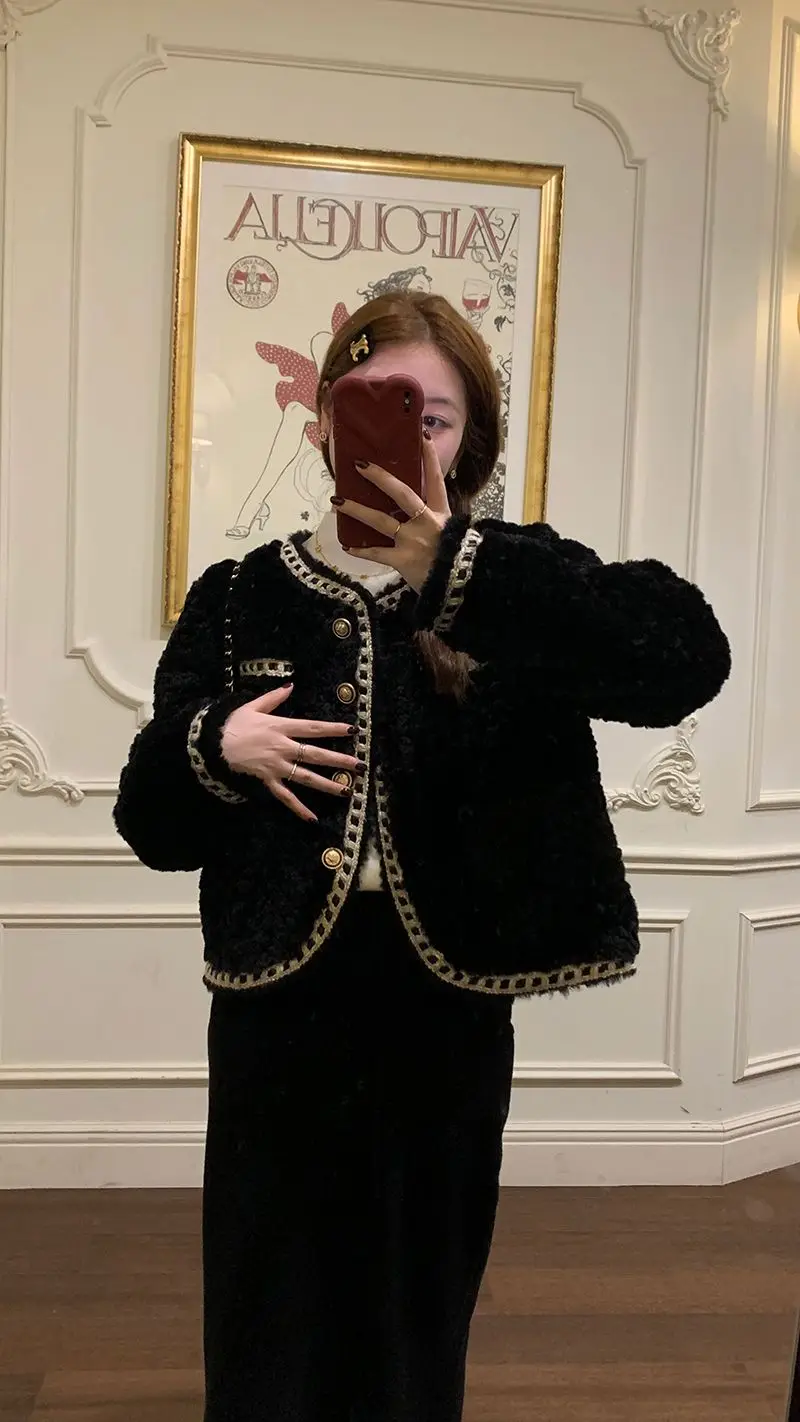 

Женская куртка из овечьей шерсти в корейском стиле, популярная, модная, прочная, утолщенная, с защитой от ультрафиолета, теплая, для женщин