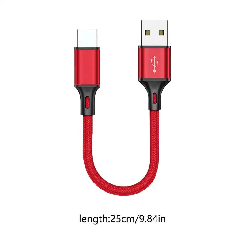 USB C Кабель для передачи данных 25 см Нейлоновый USB Тип C Шнур для зарядного устройства для телефона Плетеный нейлоновый шнур для зарядного устройства Длинная портативная передача данных для домашнего офиса