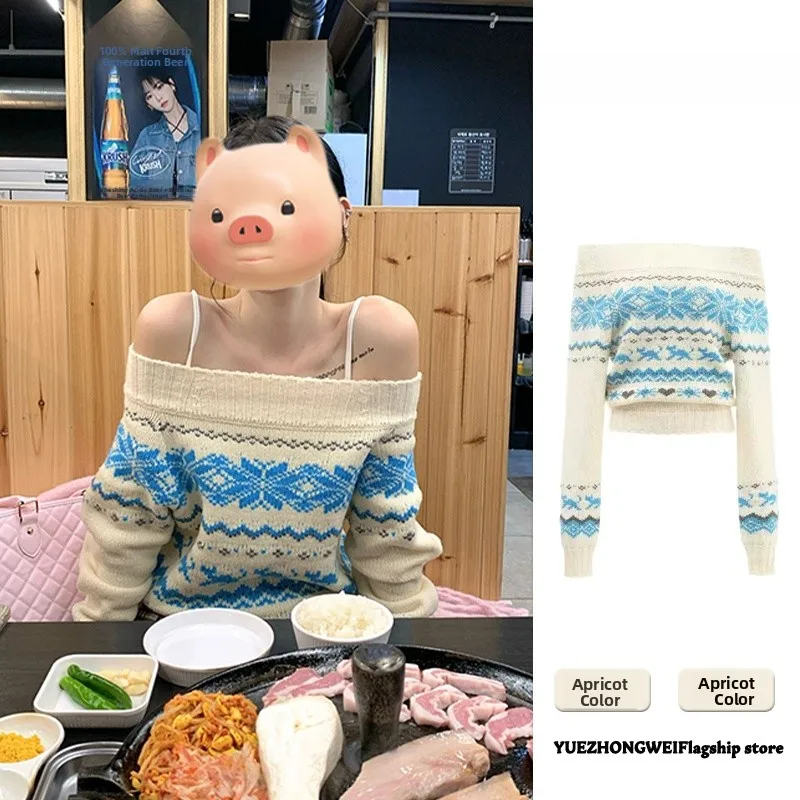 

Nordic Sle Cisas Fair Isle One oulder Knitted Sweater Women's Loose Fit Long Sve Top Knot Autumn Winter ...