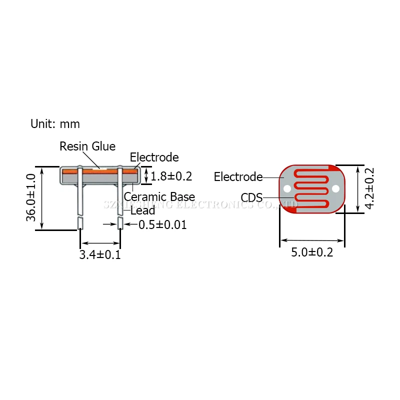 Resistencia fotoconductora de fotorresistencia CDS, resistencia de fotoconductividad, LDR, 5MM, 5506, 5516, 5528, 5537, 5537-1, 5539-2, 5549, 20