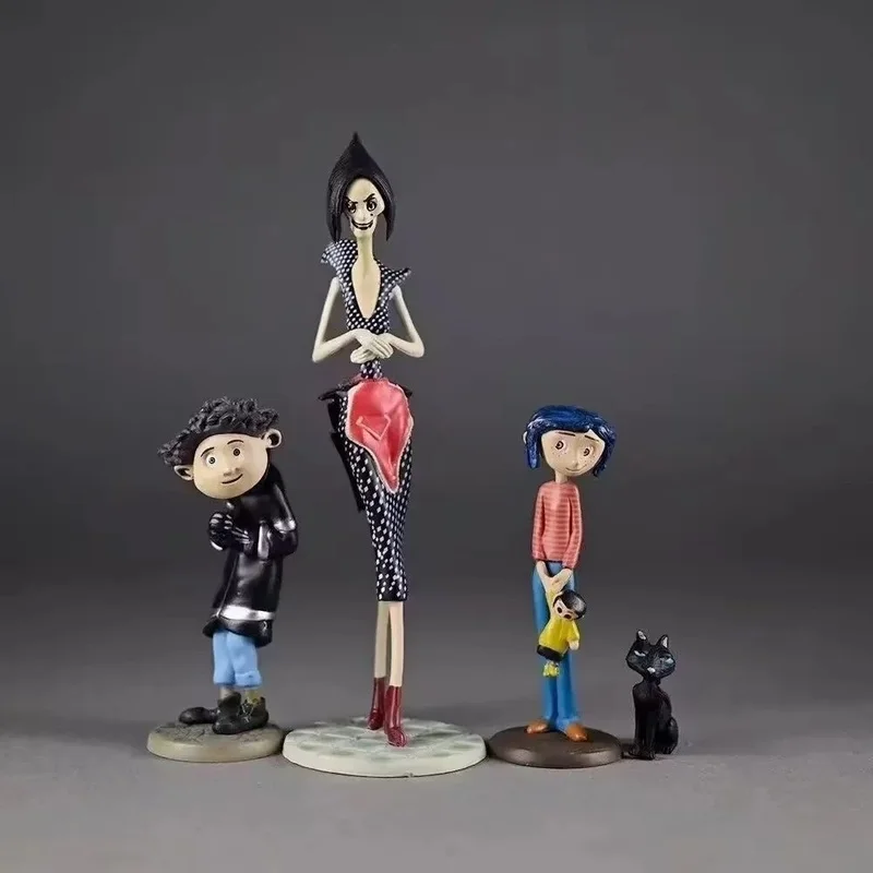 4-teiliges Coraline-Figurenset Sammlerstück Film-Vier-Charakter-Set Figurine Schreibtischdekoration Modellpuppe Trendiges Spielzeug Geschenkidee