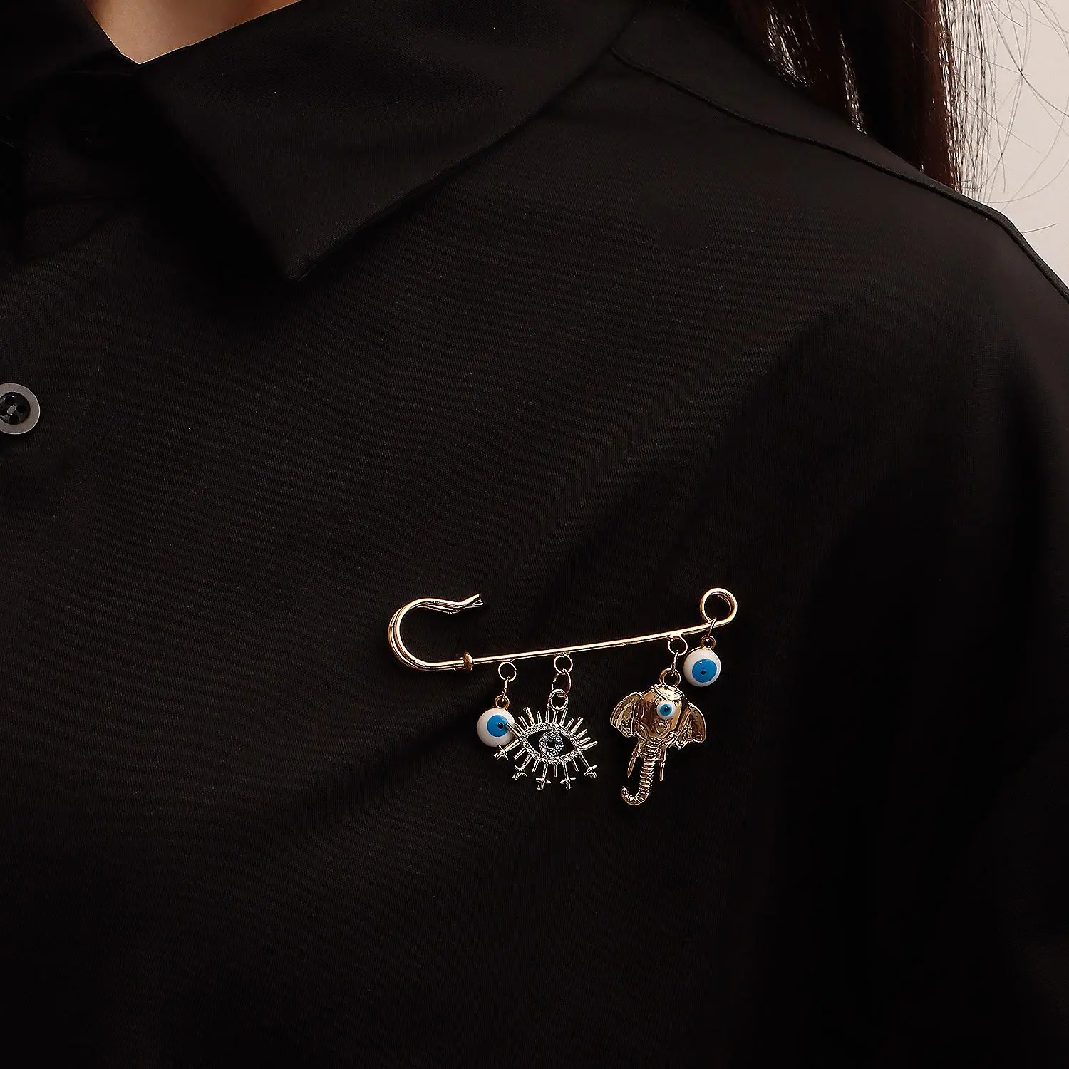 Ins Popular Evil Eye Brooch Pin Alloy Charm Brooch for Women Men Fashion Jewelry Prendedores De Mujer Elegantes Para Ropa