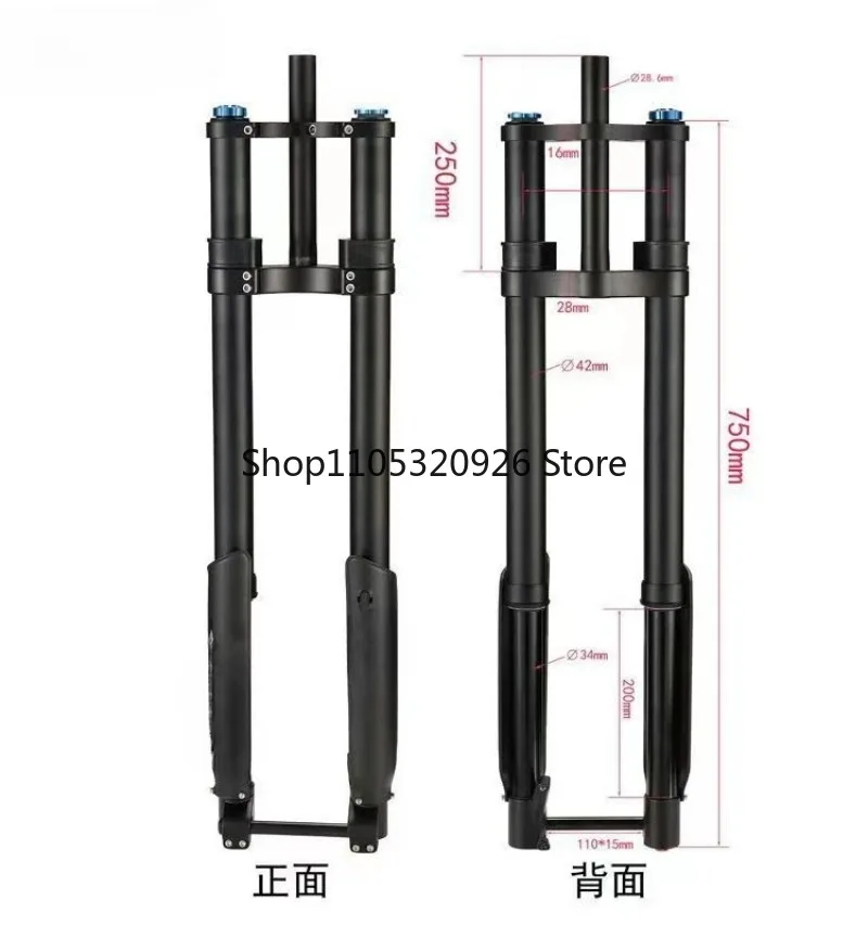 Inverted front fork Mountain bike front fork 200mm large stroke DH downhill off-road shock absorber double shoulder air fork