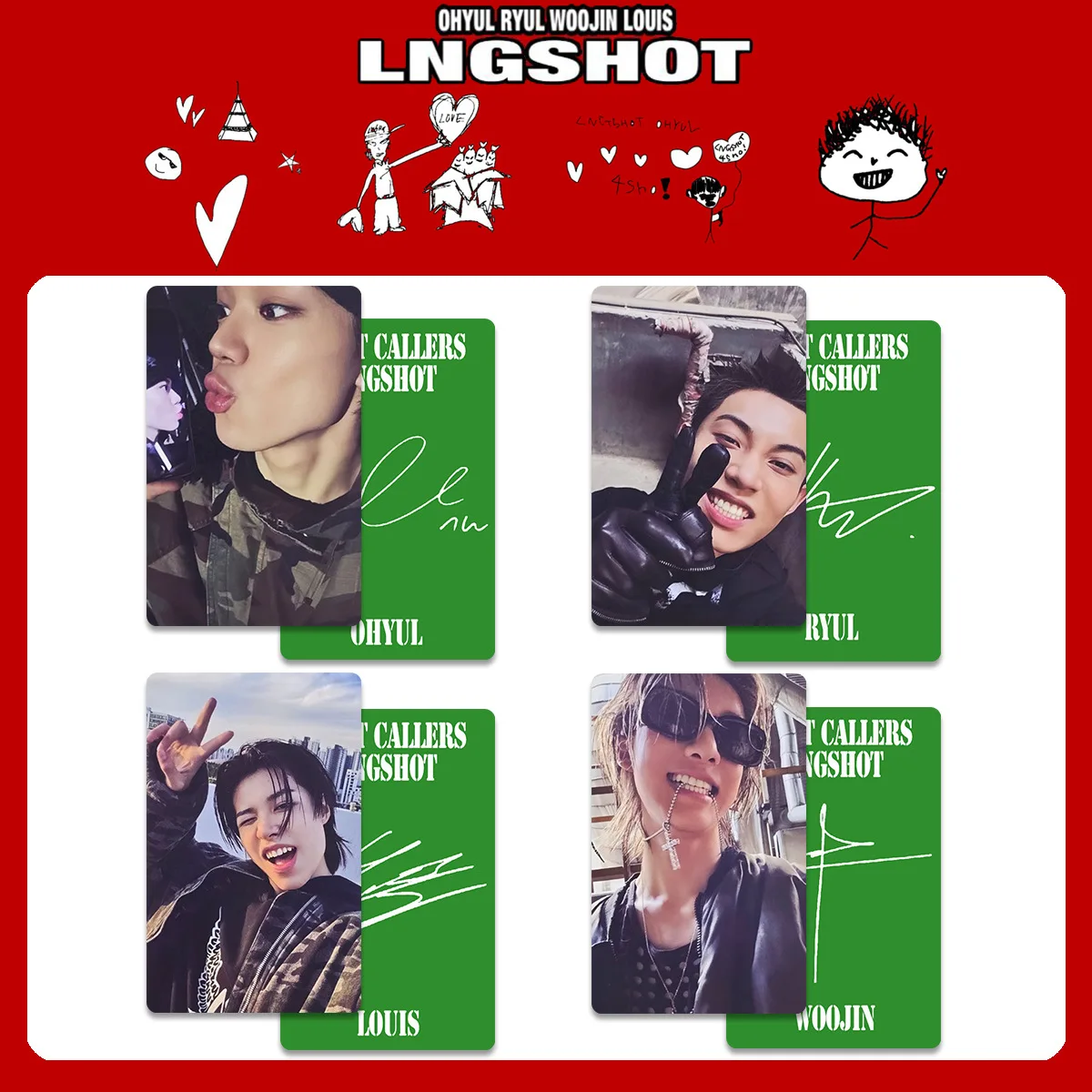 4 Peças LNGSHOT 1º Álbum SHOT CALLERS K4 Cartão Especial POP-UP