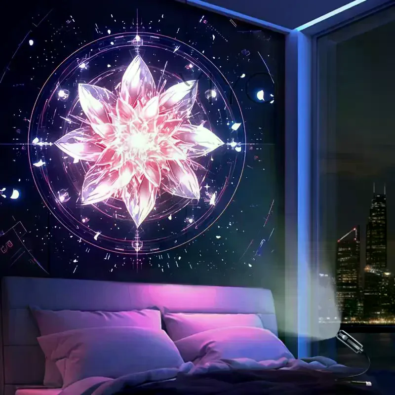 

Dreamy Starry Sky Mandala Decorative LED Projection Lamp With 3/6 Pcs Projection Patterns Ceiling Decorative Night Light