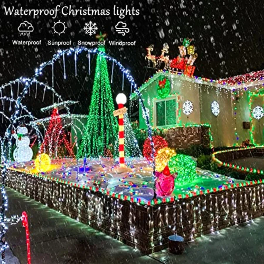 Icicle Christmas Lights Outdoor, 33Feet 400 LED Icicle Lights for Outside, Plug in Twinkle Lights Indoor with 8 Modes Timer Wat