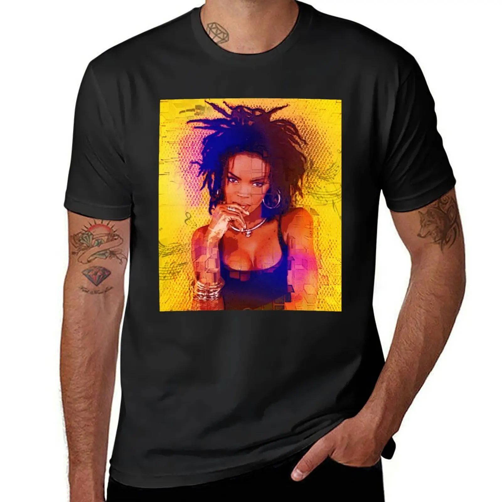 magical vibes Lauryn Hill - colors and yellow - digital paint by Iona Art Digital T-Shirt blanks t shirts for men