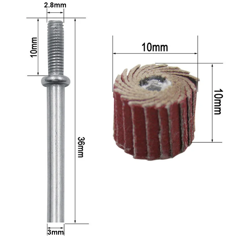 Disco de aleta de lijado para Dremel, accesorios para amoladora abrasiva rotativa para herramientas Dremel, 10 piezas + 1