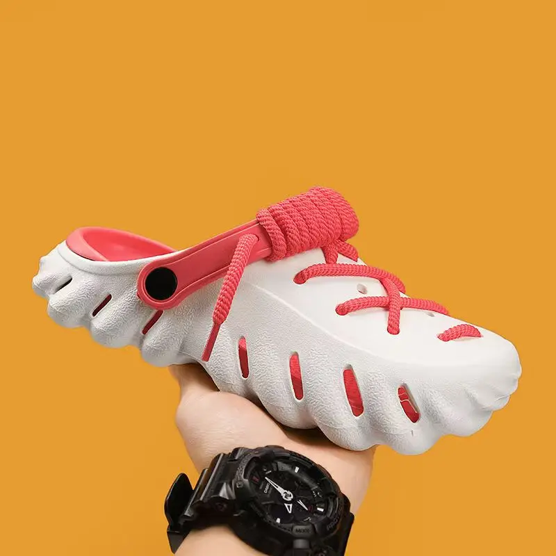 New 2025 Fashion Men's Outdoor Sandals Summer Beach Shoes Thick Bottom Hollow-Out EVA Breathable Slip-On Water Slippers Couples