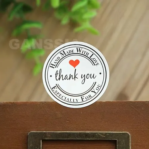 100pcs/lot Red heart Thank you seal stickers Gift handmade paper sticker Stationery bakery Packaging label (SS-1421)