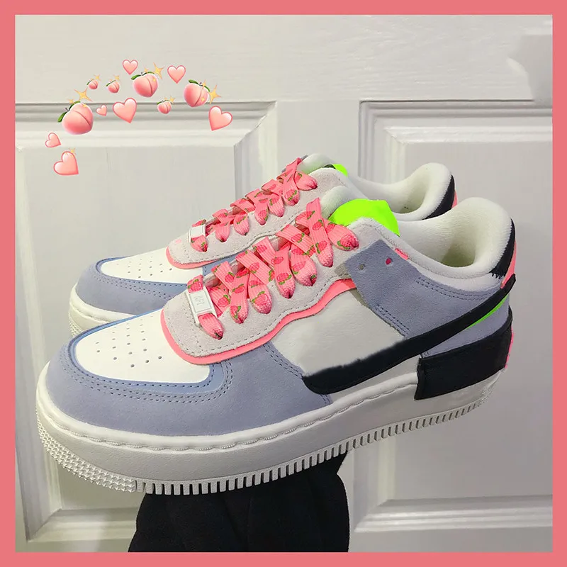 Flache, süße Macaron-Schnürsenkel für Sneaker, mit Musterdruck, Fruchtmotiv, Erdbeere, Traube, Pfirsich, Orange, Banane, für AJ1, AF1, INS, Neu – Detail 11