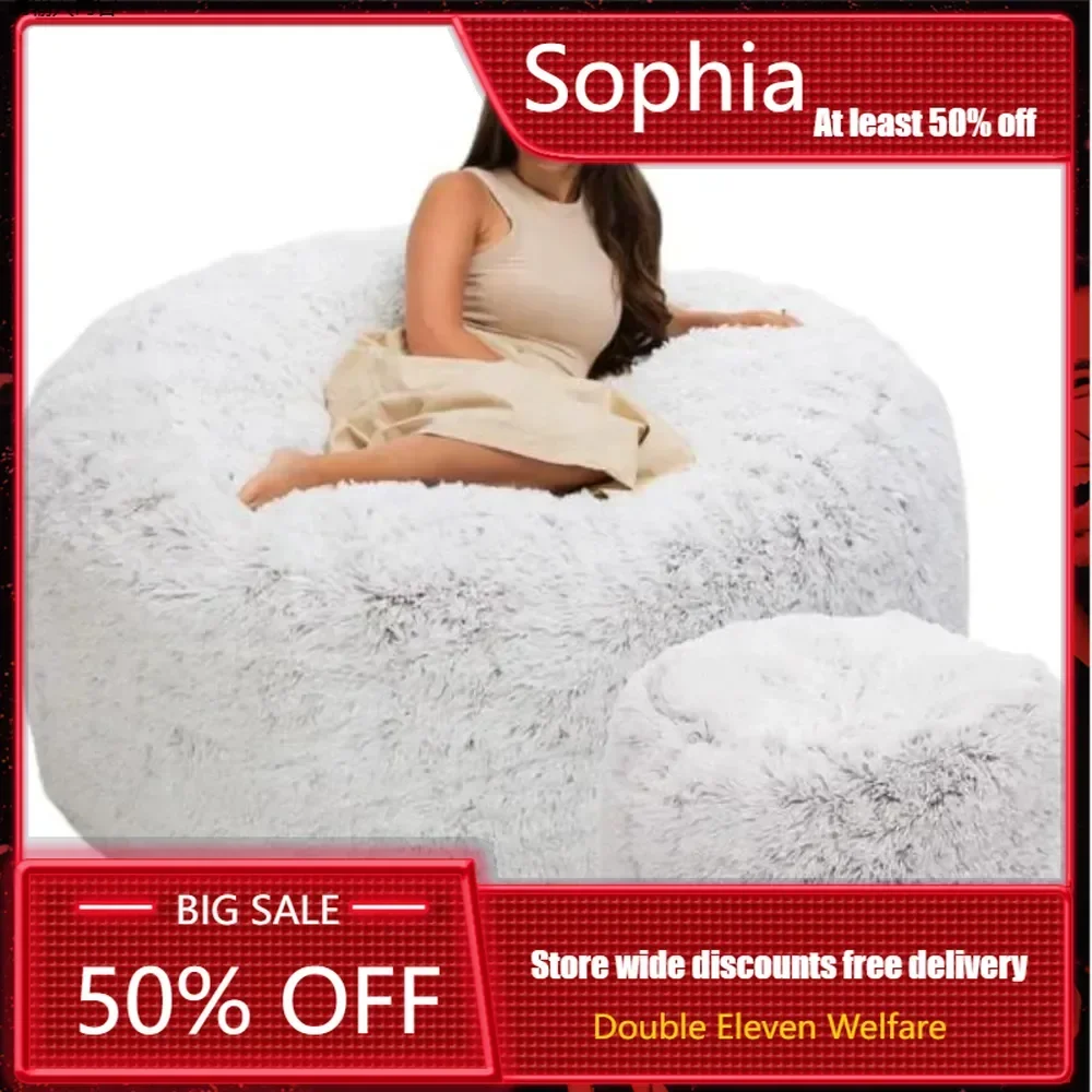 Luxury Polyurethane Beanbag Chair with Footstool, Adjustable Height, Age Range, All Age Groups, Modern Solid Beanbag Chair