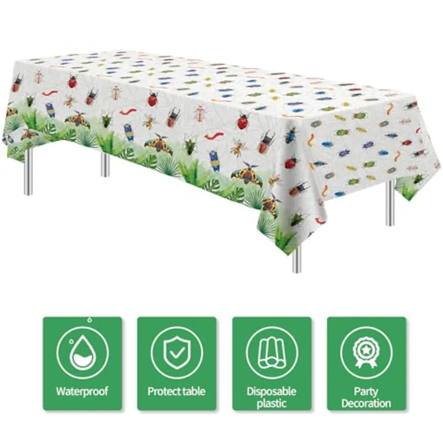 Nappe de fête d'anniversaire jetable, décorations, fournitures de fête, couverture de Table, printemps et été, thème d'insecte naturel, anniversaire