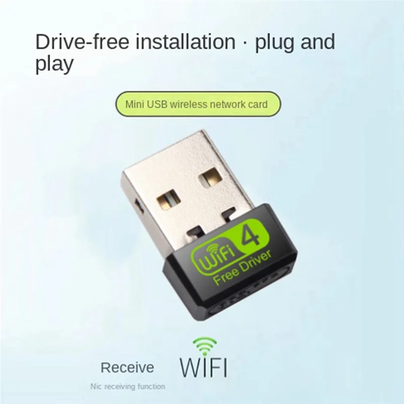 150Mbps USB 2.4G Wifi Receiver Plug and Play Drive Free Wifi Adapter for Laptop Desktop Computer