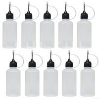 10 Pcs Plastic Squeezable Tip Applicator Bottle,Dropper Bottles with Needle Tip Caps for Glue Liquid 5/10/15/20/30/50/100/120ml