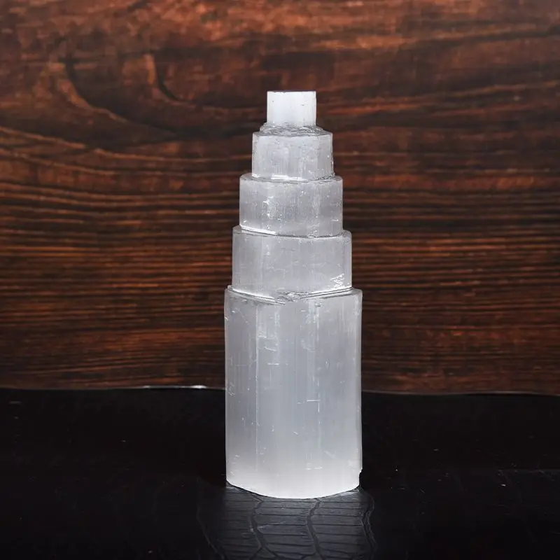 Natural white selenite gypsum Crystal Tower Skyscraper Castle Clear collection of Moroccan crystal mineral craft statues