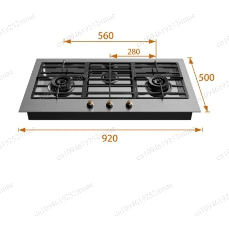 Embedded Retro Stainless Steel Gas Cooker Three-eye Household Natural Gas Stove