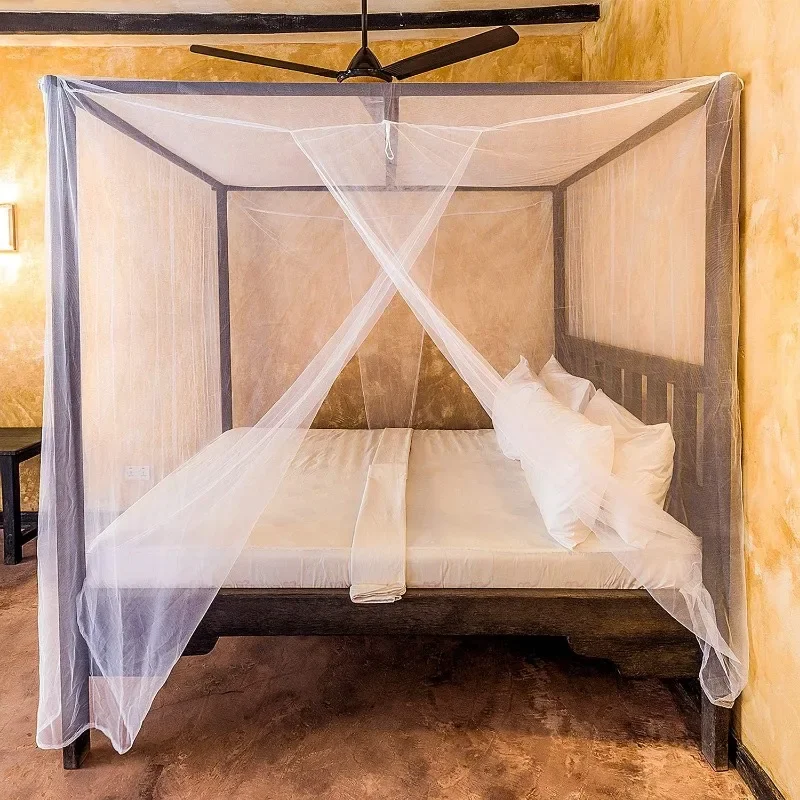 Mosquito Net for Single to King-Sized Beds – 2 Side Openings & 6 Hanging Loops – Decorative Rectangular Shape for Home & Travel