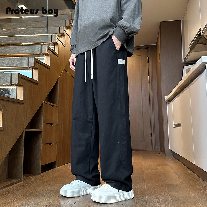 

ProteusBoy, американские ретро спортивные повседневные широкие брюки прямого кроя, длинные брюки, молодежные модные брендовые брюки для отдыха