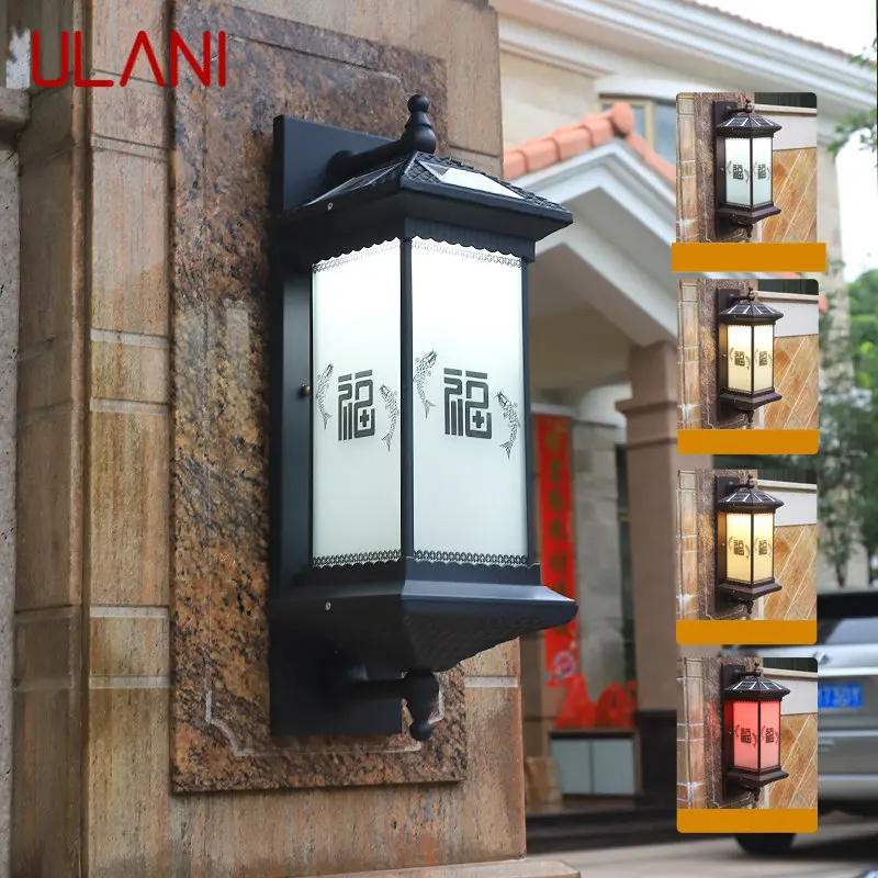 ULANI Solar Wall Lamp Creativity Fish Blessing Decor Outdoor Sconce Light LED Waterproof IP65 for Home Villa Courtyard